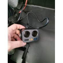 Зарядний пристрій із прикурювачами - Ozio Y34QA. 12-24V, 90W, 2 USB, QC3.0, 70см. Гарантія 6 міс. Зарядний пристрій із прикурювачами - Ozio Y34QA. 12-24V, 90W, 2 USB, QC3.0, 70см. Гарантія 6 міс.