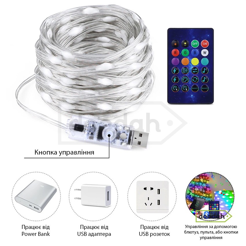 Розумна світлодіодна Bluetooth гірлянда RGB – CARPRIE SAET 5M / 50LED / IP65