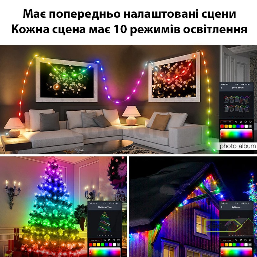 Розумна світлодіодна Bluetooth гірлянда RGB – CARPRIE SAET 5M / 50LED / IP65