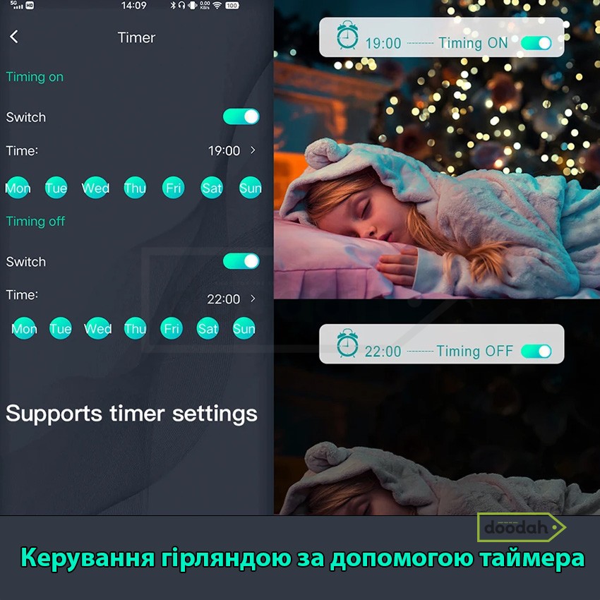 Розумна світлодіодна Bluetooth гірлянда RGB – CARPRIE SAET 5M / 50LED / IP65