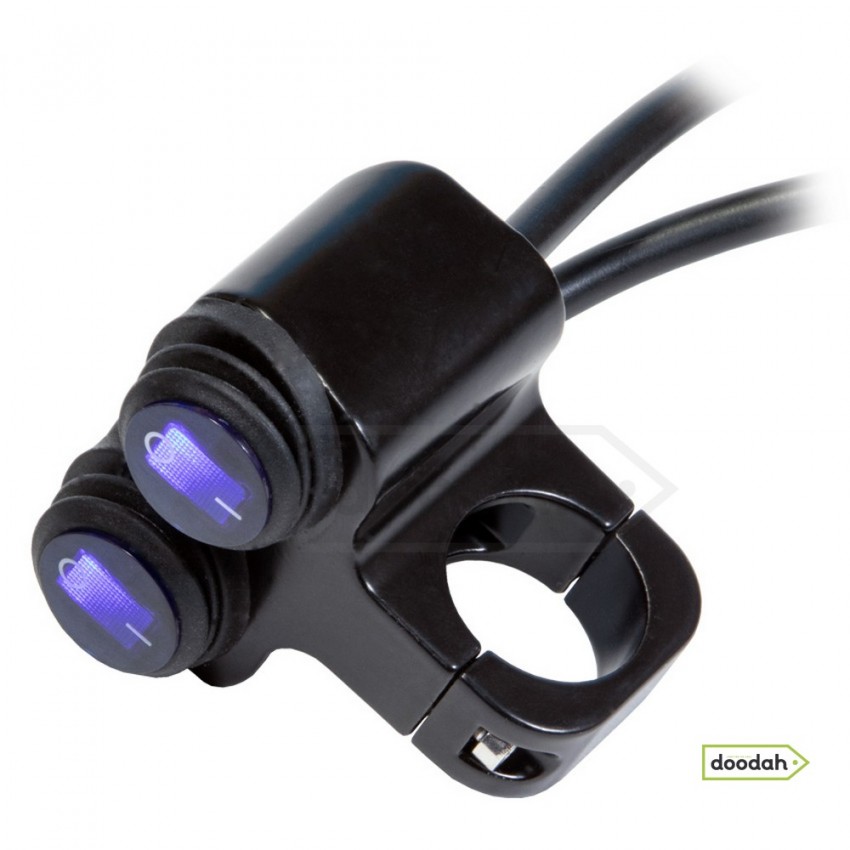 Мото кнопка на руль з підсвічуванням - VGEBY Dual Black IP55, 12В, 16А (підсвічування Blue)