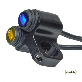 Мото кнопка на руль з підсвічуванням - VGEBY Dual Black IP55, 12В, 16А (підсвічування Blue - Yellow) Мото кнопка на руль з підсвічуванням - VGEBY Dual Black IP55, 12В, 16А (підсвічування Blue - Yellow)