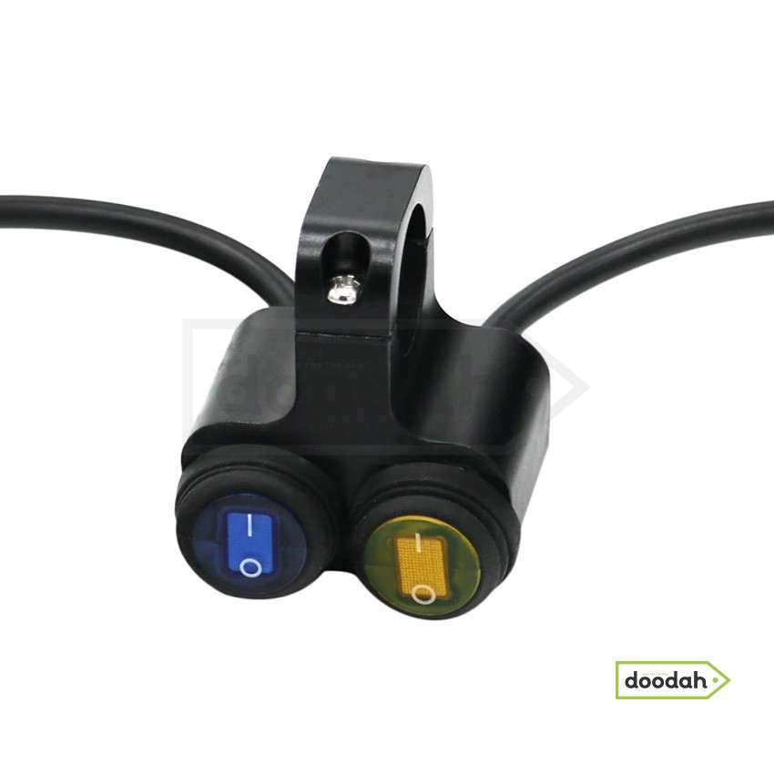 Мото кнопка на руль з підсвічуванням - VGEBY Dual Black IP55, 12В, 16А (підсвічування Blue - Yellow)