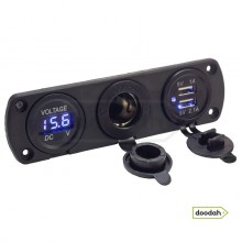 Авто / Мото станція (USB зарядний пристрій + вольтметр + порт прикурювач) Recessed Flow Blue, IP54. Гарантія 6 міс. Авто / Мото станція (USB зарядний пристрій + вольтметр + порт прикурювач) Recessed Flow Blue, IP54. Гарантія 6 міс.