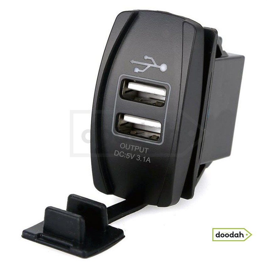 Авто / Мото USB зарядний пристрій Recessed ATV Blue, IP68, 2,1А. Гарантія 6 міс.