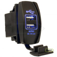 Авто / Мото USB зарядний пристрій Recessed ATV Blue, IP68, 2,1А. Гарантія 6 міс. 