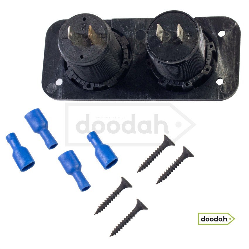 Авто / Мото USB зарядний пристрій - Recessed Twin Volt Green, IP54, 2,1А. Гарантія 6 міс.