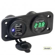 Авто / Мото USB зарядний пристрій - Recessed Twin Volt Green, IP54, 2,1А. Гарантія 6 міс. Авто / Мото USB зарядний пристрій - Recessed Twin Volt Green, IP54, 2,1А. Гарантія 6 міс.