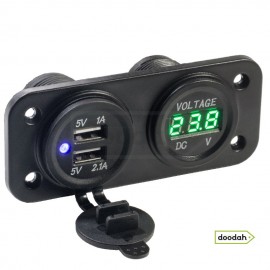 Авто / Мото USB зарядний пристрій - Recessed Twin Volt Green, IP54, 2,1А. Гарантія 6 міс. Авто / Мото USB зарядний пристрій - Recessed Twin Volt Green, IP54, 2,1А. Гарантія 6 міс.
