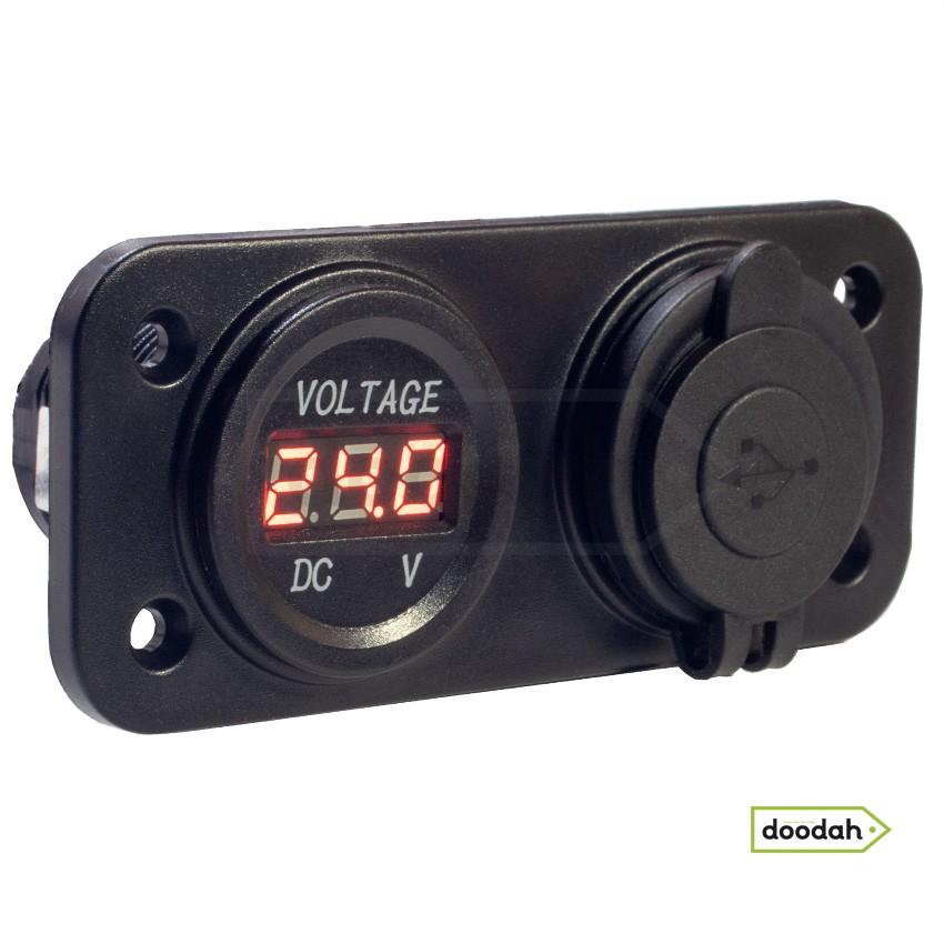 Авто / Мото USB зарядний пристрій - Recessed Twin Volt Red, IP54. Гарантія 6 міс.