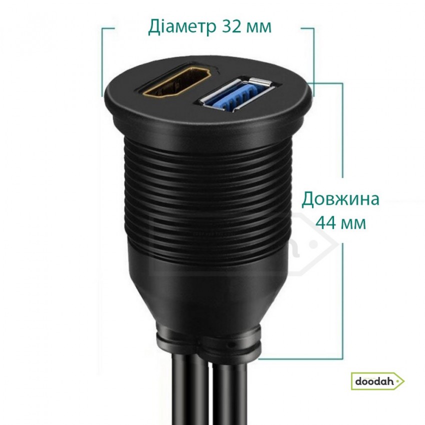 Порт подовжувач з кабелем - CARPRIE на USB 3.0 і HDMI 19pin (2 метра)