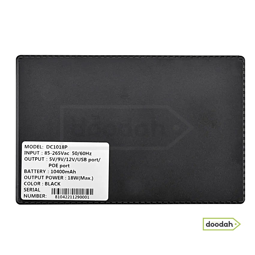 ДБЖ для роутерів CARPRIE - DC1018P / UPS / 10400 mAh / 18W / DC 5V/9V/12V POE (для маршрутизаторів, ліхтарів, ламп, ip камер)