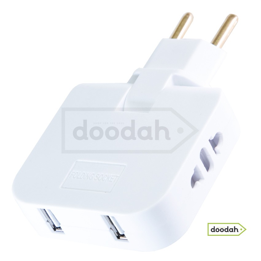 Компактний трійник із поворотним штекером (кутовий) 180° / 2 USB 2A/5V / 250V / 10A - CARPRIE B18-21 White