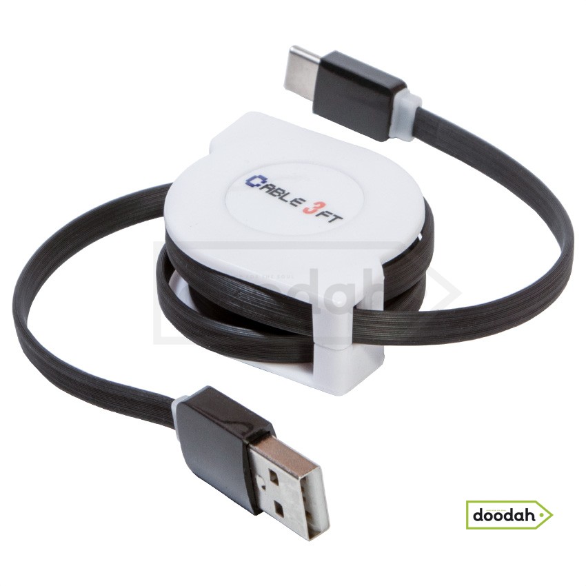 Дата кабель рулетка USB - Type C, 1 м, Tolus 3FT