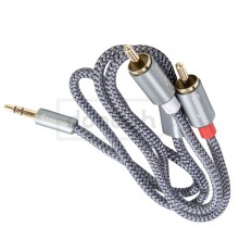 Кабель екранований Essager Jack 3.5 mm - 2 RCA, 0,5 m, Silver Кабель екранований Essager Jack 3.5 mm - 2 RCA, 0,5 m, Silver