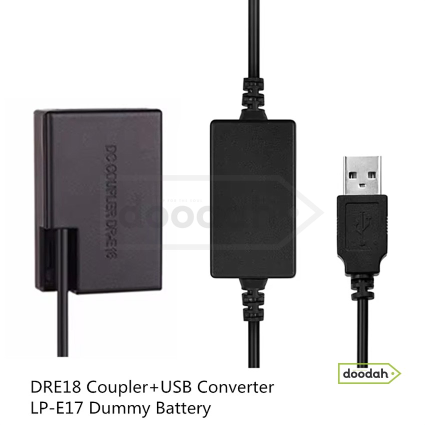 Мережевий адаптер CARPRIE DR-E18 USB "імітатор батареї" LP-E17 для Canon R8 R10 R50 Kiss 8000D EOS Rebel T6i 800D 9000D