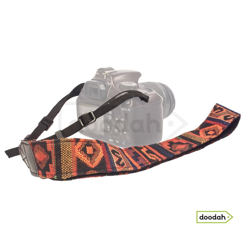 Ремінь нашийний для фото камери - Ethnic Straps coral black