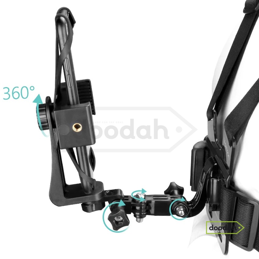 Нагрудний тримач для смартфона (кріплення 1/4", холдер 360°, Bluetooth-пульт, ремінь) - Photolife Vamson 203F