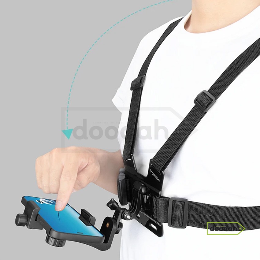 Нагрудний тримач для смартфона (кріплення 1/4", холдер 360°, Bluetooth-пульт, ремінь) - Photolife Vamson 203F
