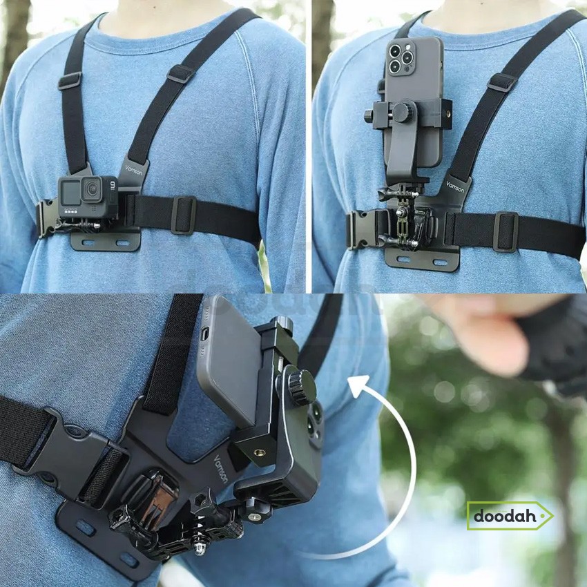 Нагрудний тримач для смартфона (кріплення 1/4", холдер 360°, Bluetooth-пульт, ремінь) - Photolife Vamson 203F