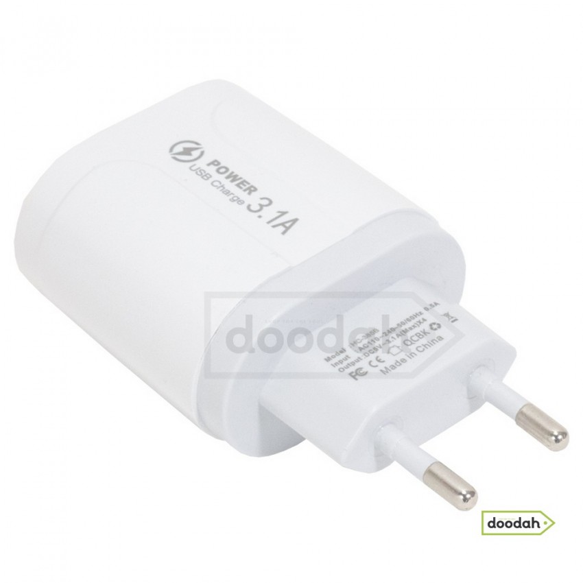 Зарядное устройство (сетевой адаптер) CARPRIE HC-385B, 5V, 3.1A, 20W - Fast charger 3.1 White
