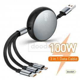 Дата кабель рулетка (3 в 1) USB - Type C, Micro USB, Lightning, CARPRIE J26 - 120 см / 100W / 6A / Fast Charger / з чіпом заряду Дата кабель рулетка (3 в 1) USB - Type C, Micro USB, Lightning, CARPRIE J26 - 120 см / 100W / 6A / Fast Charger / з чіпом заряду