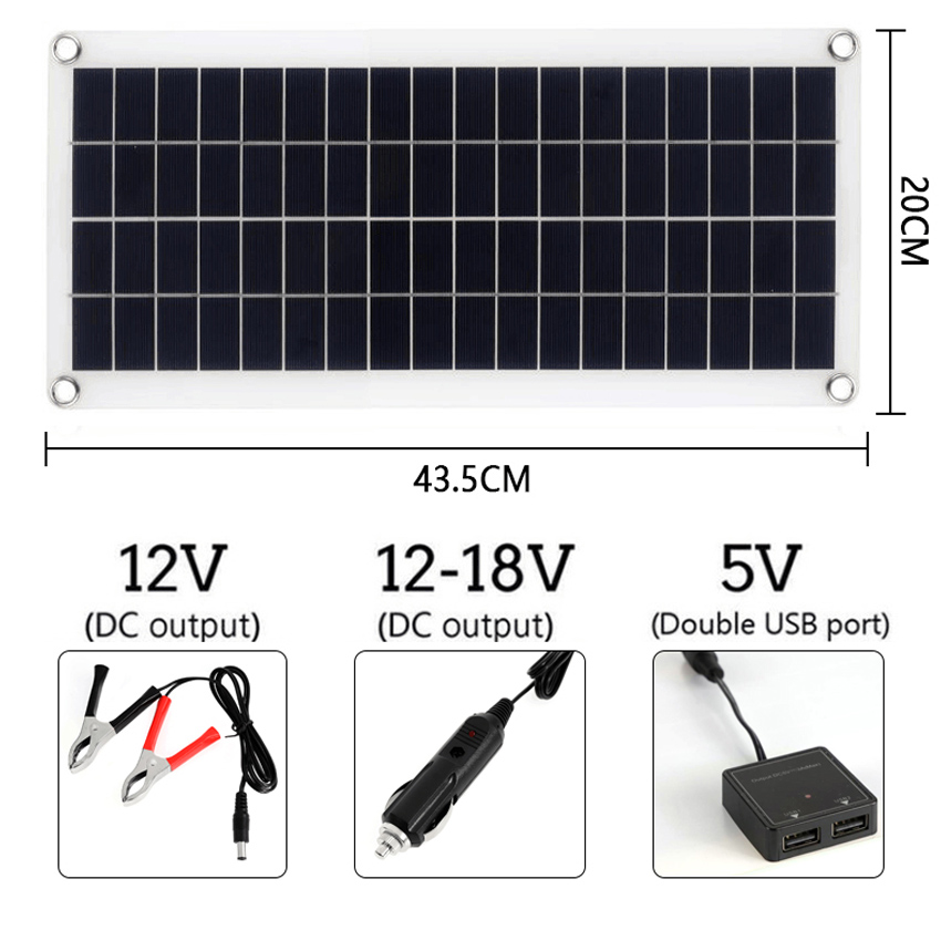 Портативная гибкая солнечная панель Luxuglow 30 Вт IP67 + Контроллер PWM-LCD&USB 12/24V 40A