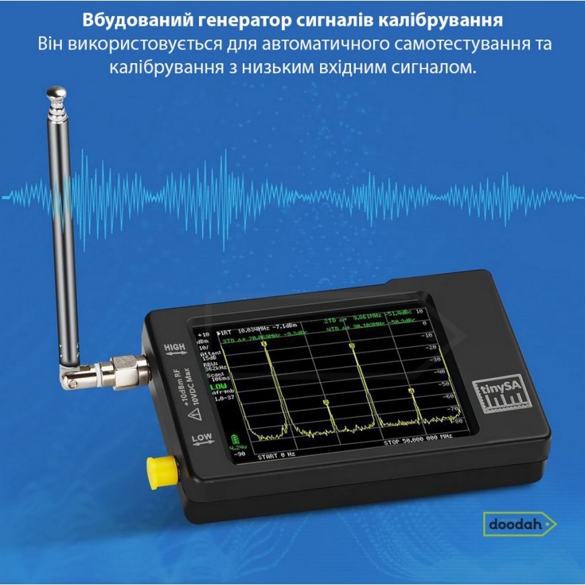 Ручний аналізатор спектру TinySA 2,8" 100 кГц-350 МГц/240-960 МГц (із захистом від електростатичного розряду)